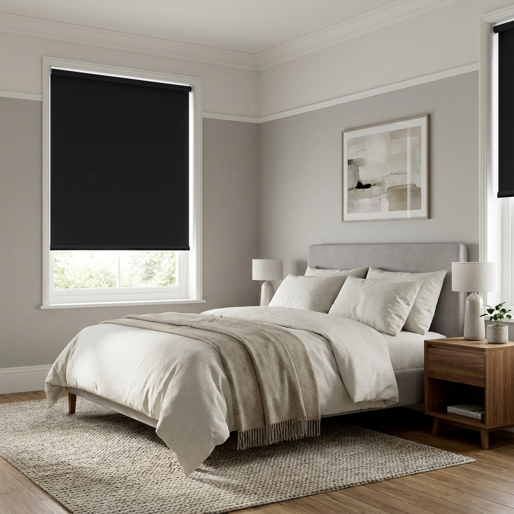 Blackout blinds fitted in a Bradford bedroom